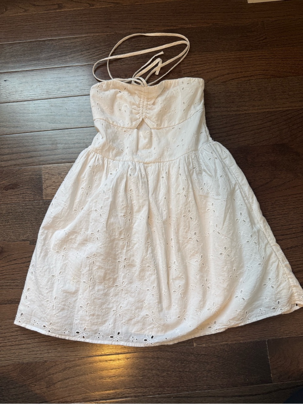 American Eagle Outfitters White Eyelet Halter Dress